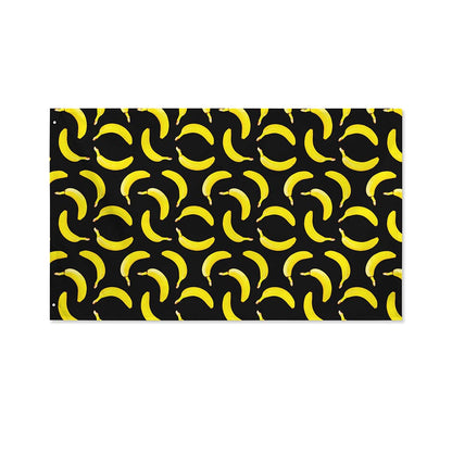 Black Banana Pattern Print Polyester Flag
