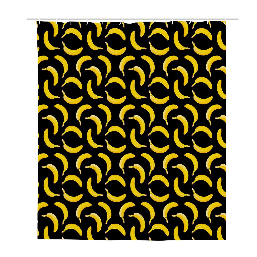 Black Banana Pattern Print Polyester Shower Curtain