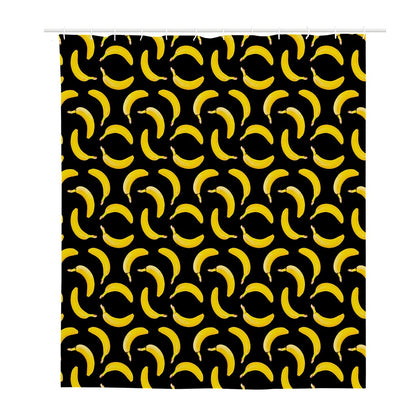 Black Banana Pattern Print Polyester Shower Curtain