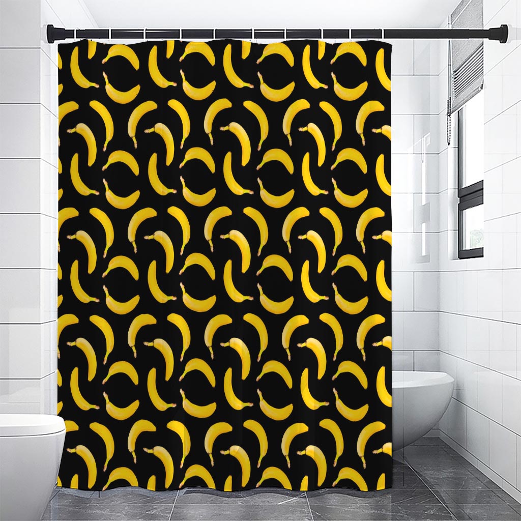Black Banana Pattern Print Premium Shower Curtain