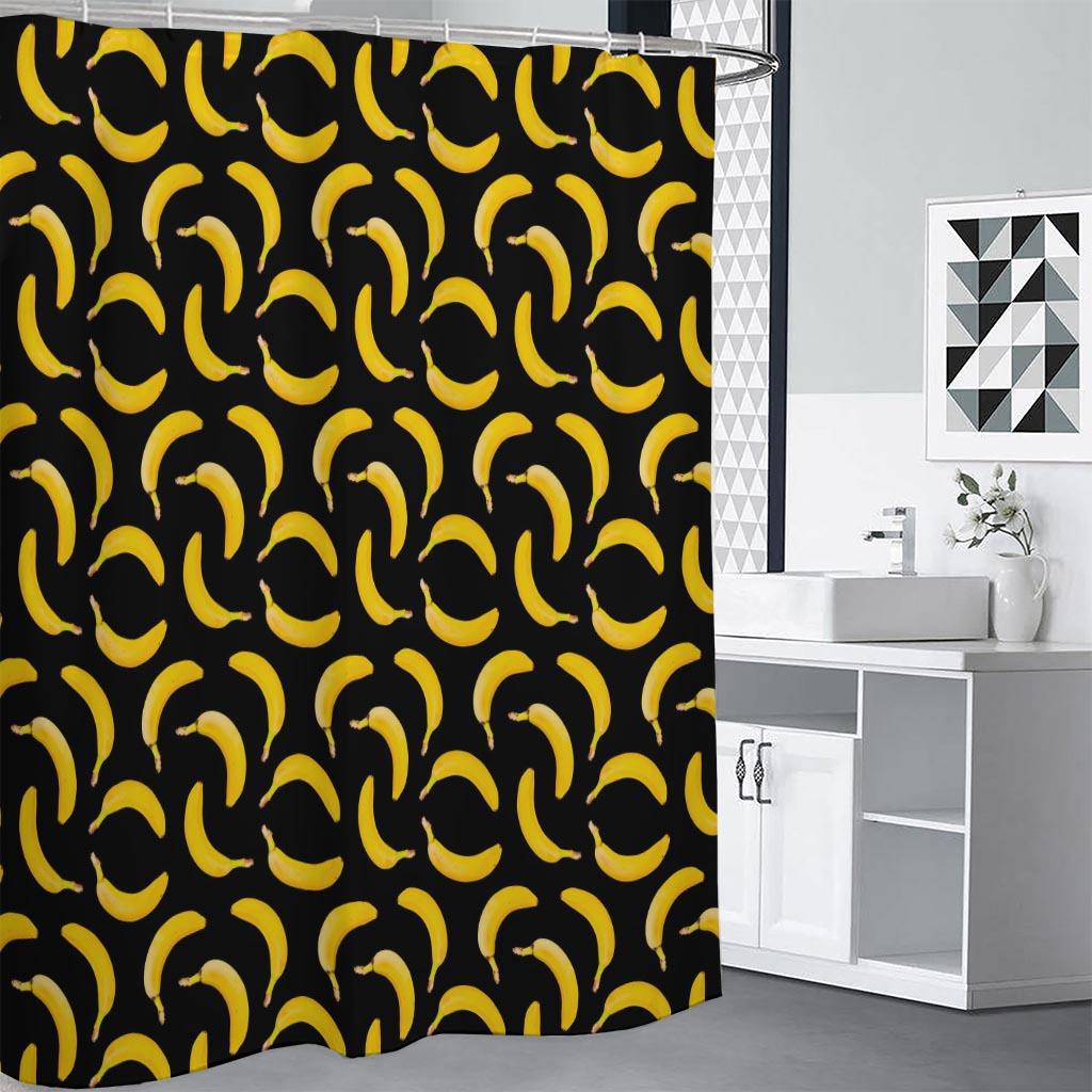 Black Banana Pattern Print Premium Shower Curtain