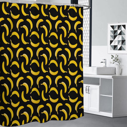 Black Banana Pattern Print Premium Shower Curtain