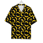Black Banana Pattern Print Rayon Hawaiian Shirt