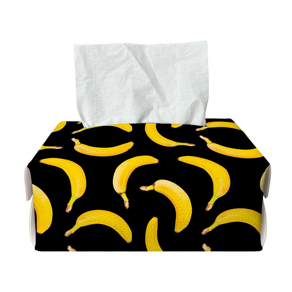 Black Banana Pattern Print Rectangle Tissue Box Cover