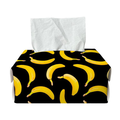 Black Banana Pattern Print Rectangle Tissue Box Cover