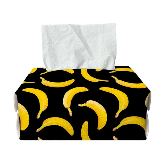 Black Banana Pattern Print Rectangle Tissue Box Cover
