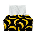 Black Banana Pattern Print Rectangle Tissue Box Cover