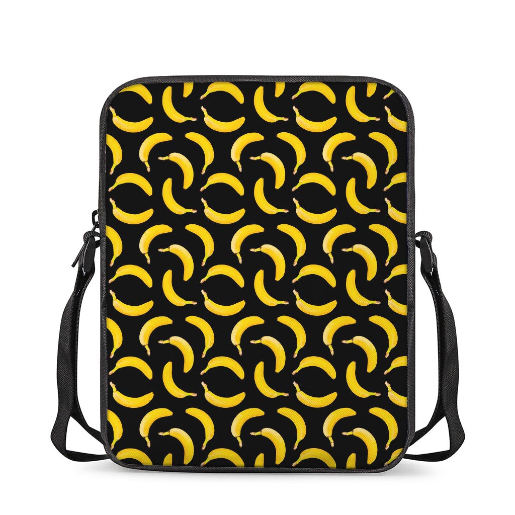 Black Banana Pattern Print Rectangular Crossbody Bag