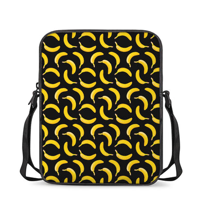 Black Banana Pattern Print Rectangular Crossbody Bag