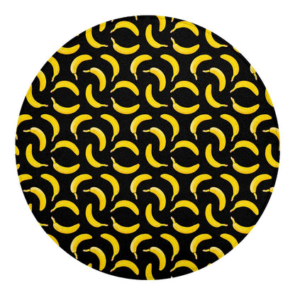 Black Banana Pattern Print Round Blanket