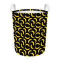 Black Banana Pattern Print Round Laundry Basket
