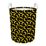 Black Banana Pattern Print Round Laundry Basket