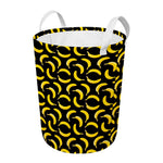 Black Banana Pattern Print Round Laundry Basket