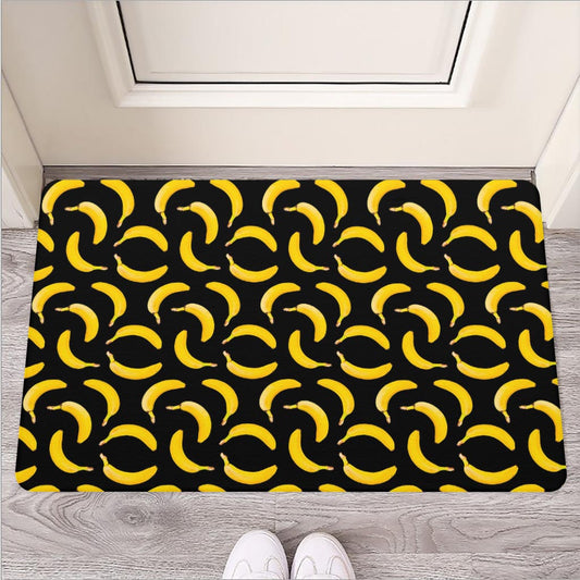 Black Banana Pattern Print Rubber Doormat
