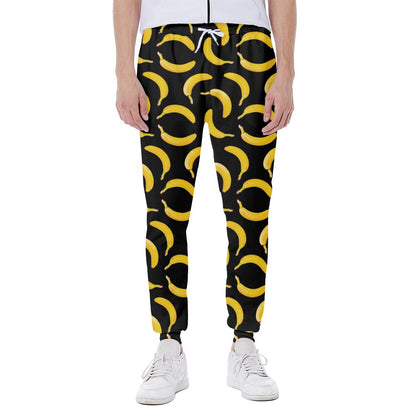 Black Banana Pattern Print Scuba Joggers