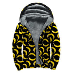 Black Banana Pattern Print Sherpa Lined Zip Up Hoodie