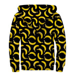 Black Banana Pattern Print Sherpa Lined Zip Up Hoodie