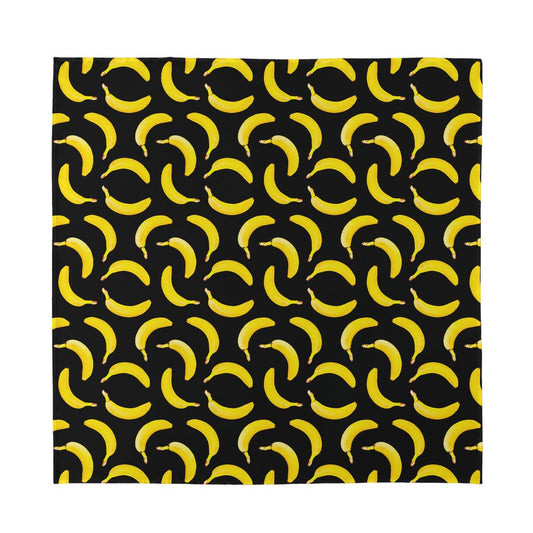 Black Banana Pattern Print Silk Bandana