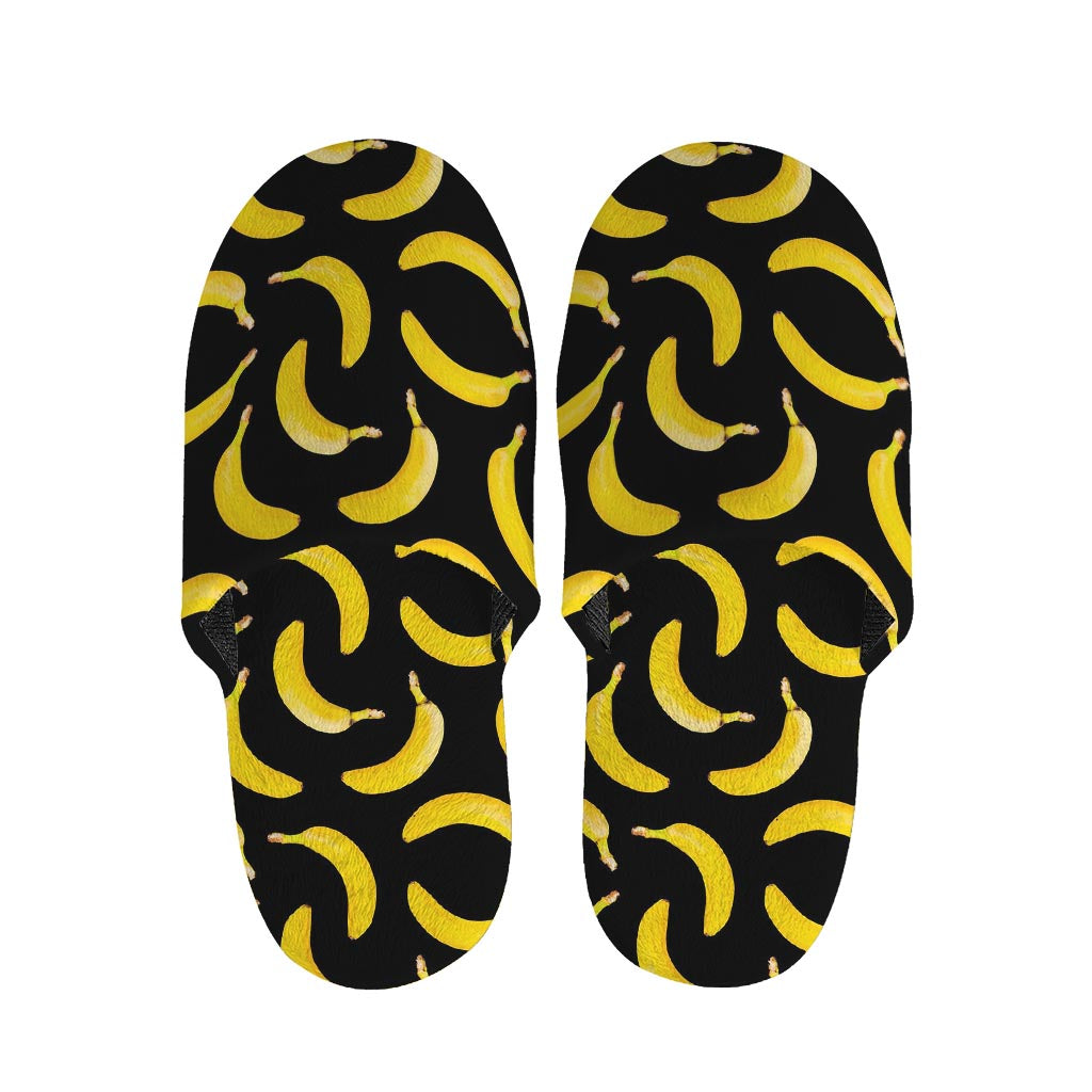 Black Banana Pattern Print Slippers