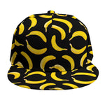 Black Banana Pattern Print Snapback Cap