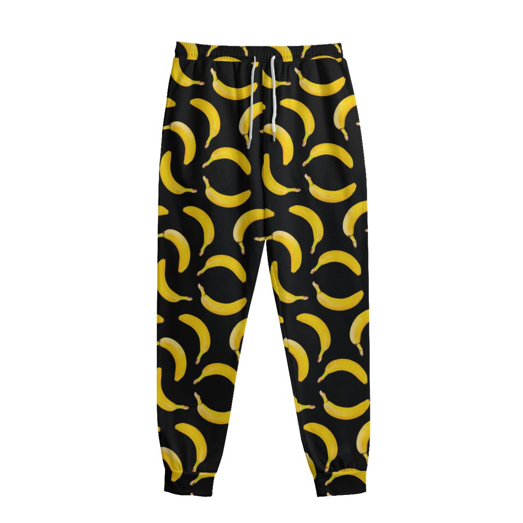 Black Banana Pattern Print Sweatpants