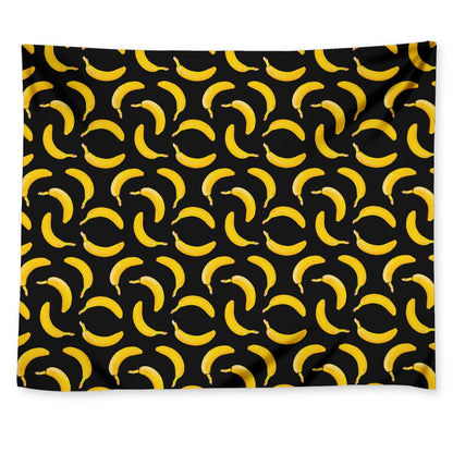Black Banana Pattern Print Tapestry