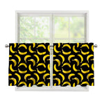 Black Banana Pattern Print Tier Curtains