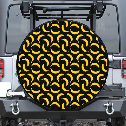 Black Banana Pattern Print Tire Cover