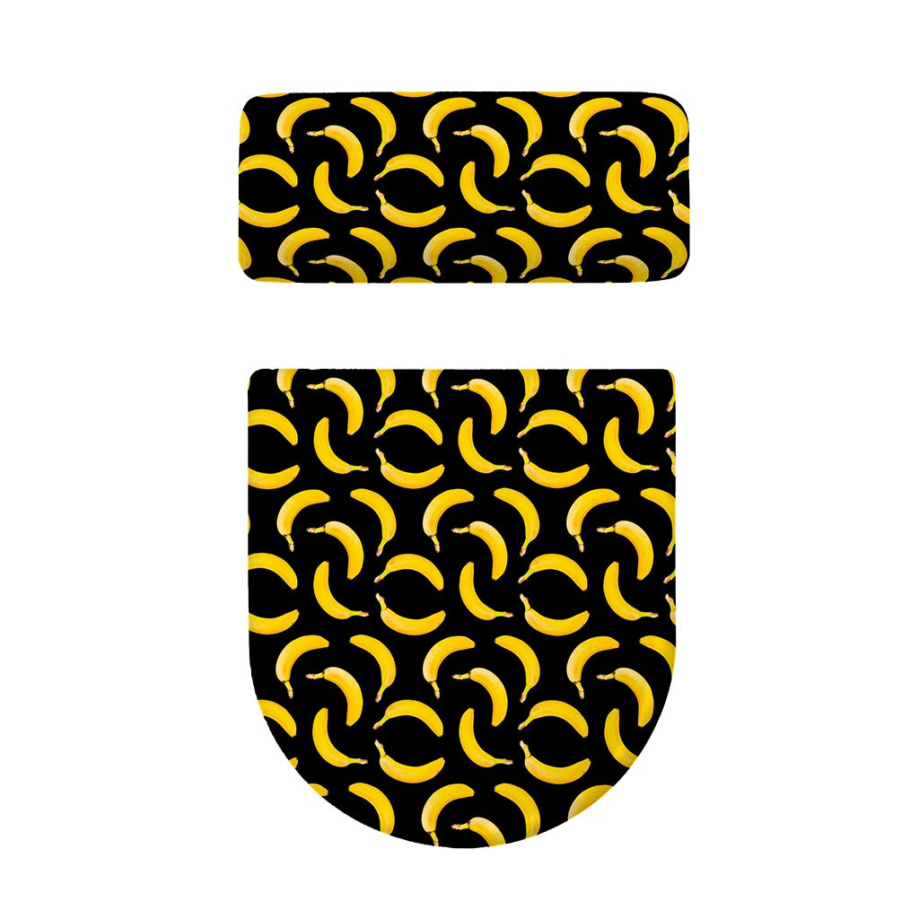 Black Banana Pattern Print Toilet Lid And Tank Cover Set