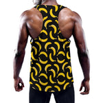 Black Banana Pattern Print Training Tank Top