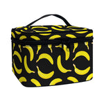 Black Banana Pattern Print Travel Makeup Bag