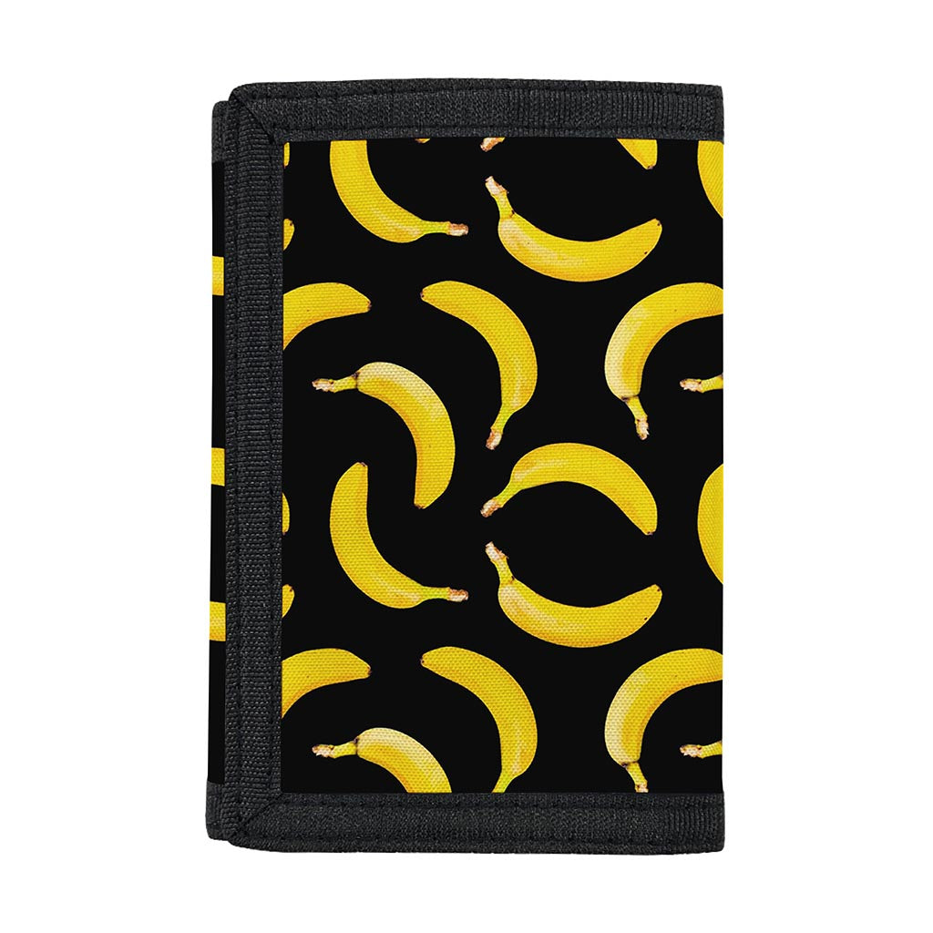Black Banana Pattern Print Trifold Wallet
