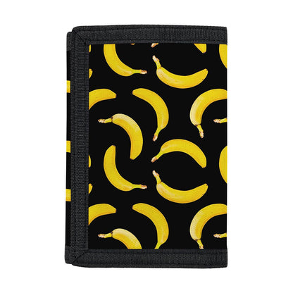 Black Banana Pattern Print Trifold Wallet