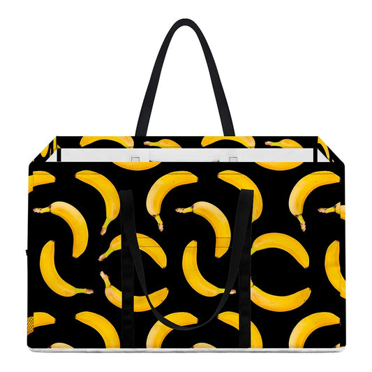 Black Banana Pattern Print Utility Tote Bag