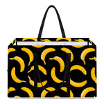 Black Banana Pattern Print Utility Tote Bag