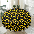 Black Banana Pattern Print Waterproof Round Tablecloth