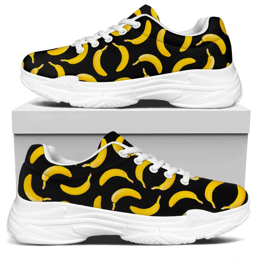 Black Banana Pattern Print White Chunky Shoes