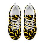 Black Banana Pattern Print White Running Shoes