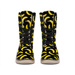 Black Banana Pattern Print Winter Boots