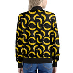 Black Banana Pattern Print Women's Bomber Jacket