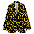 Black Banana Pattern Print Women's Cotton Blazer