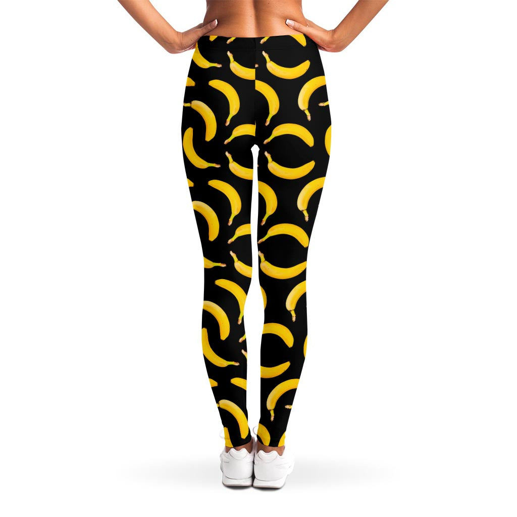 Black Banana Pattern Print Women's Leggings