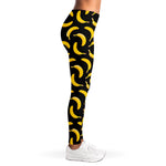 Black Banana Pattern Print Women's Leggings
