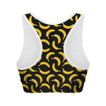 Black Banana Pattern Print Women's Sports Bra