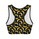 Black Banana Pattern Print Women's Sports Bra