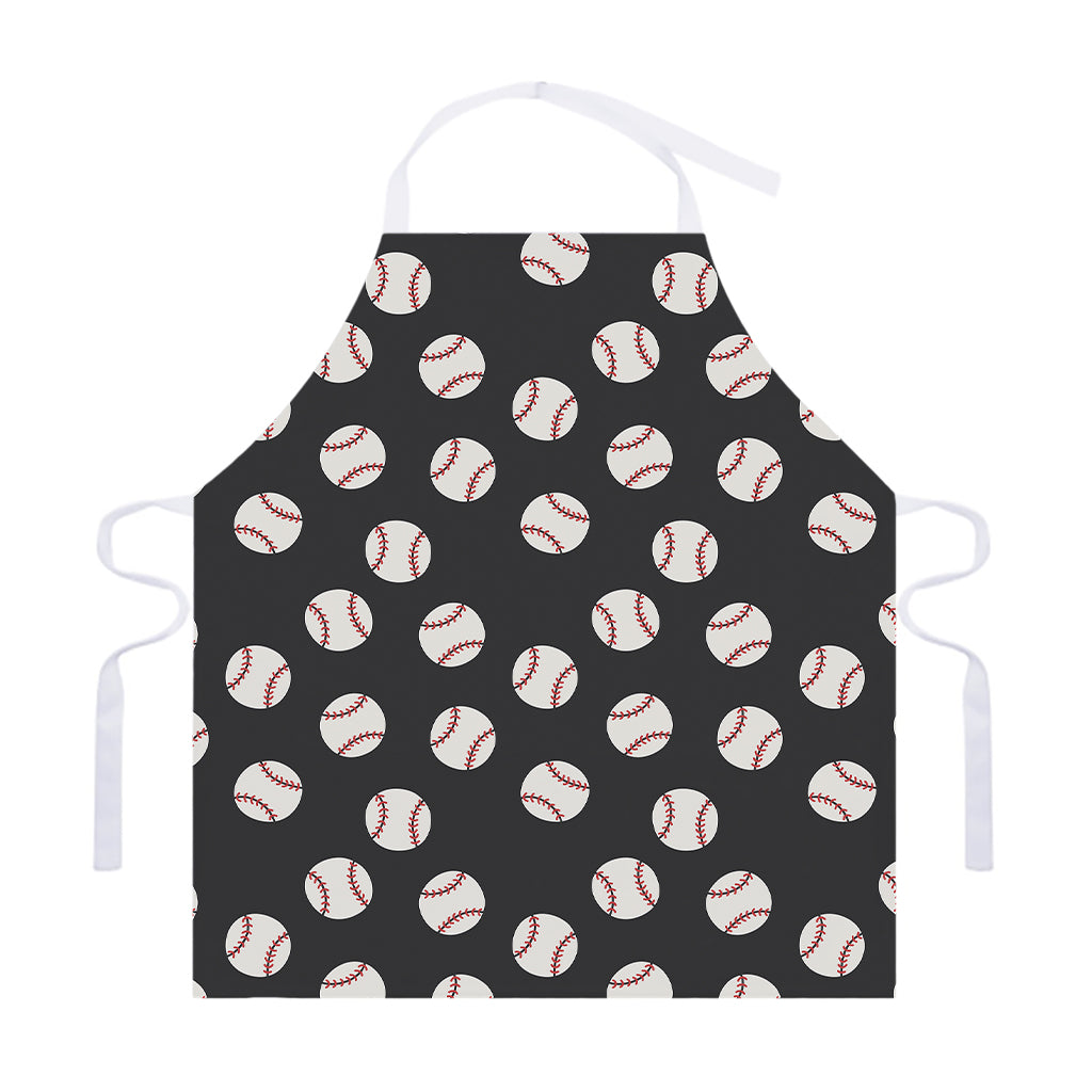 Black Baseball Pattern Print Adjustable Apron