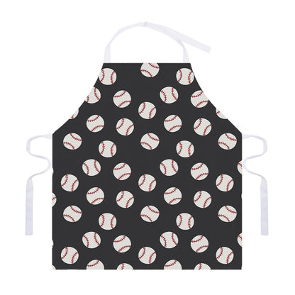 Black Baseball Pattern Print Adjustable Apron