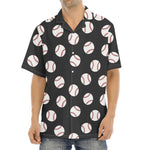 Black Baseball Pattern Print Aloha Shirt