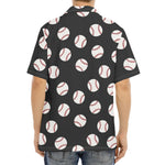 Black Baseball Pattern Print Aloha Shirt