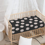 Black Baseball Pattern Print Baby Crib Sheet